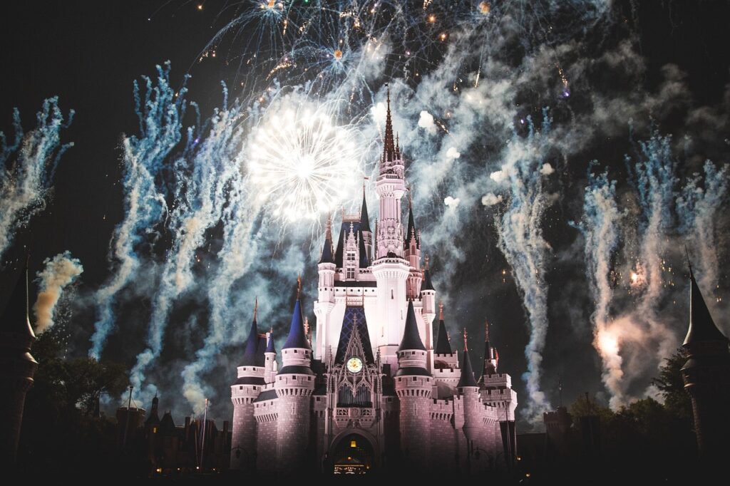 disney land, castle, night