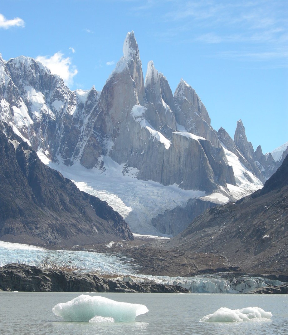 Cerro Torre (east face), Torre glacier and Laguna Torre, 2010