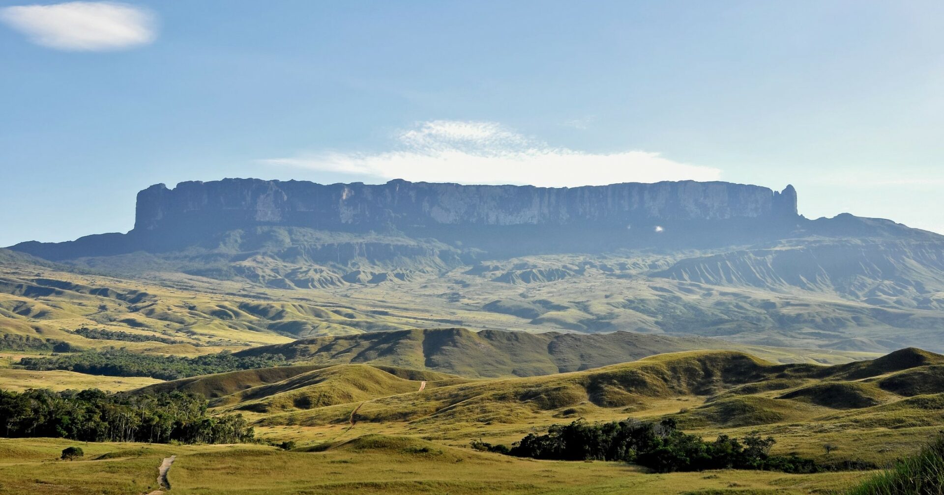 Mount Roraima, as seen from the road leading there from Paraitepuy pemon community, in Gran Sabana Venezuela.
