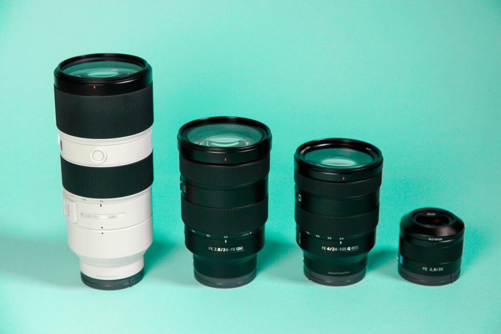 four camera lenses