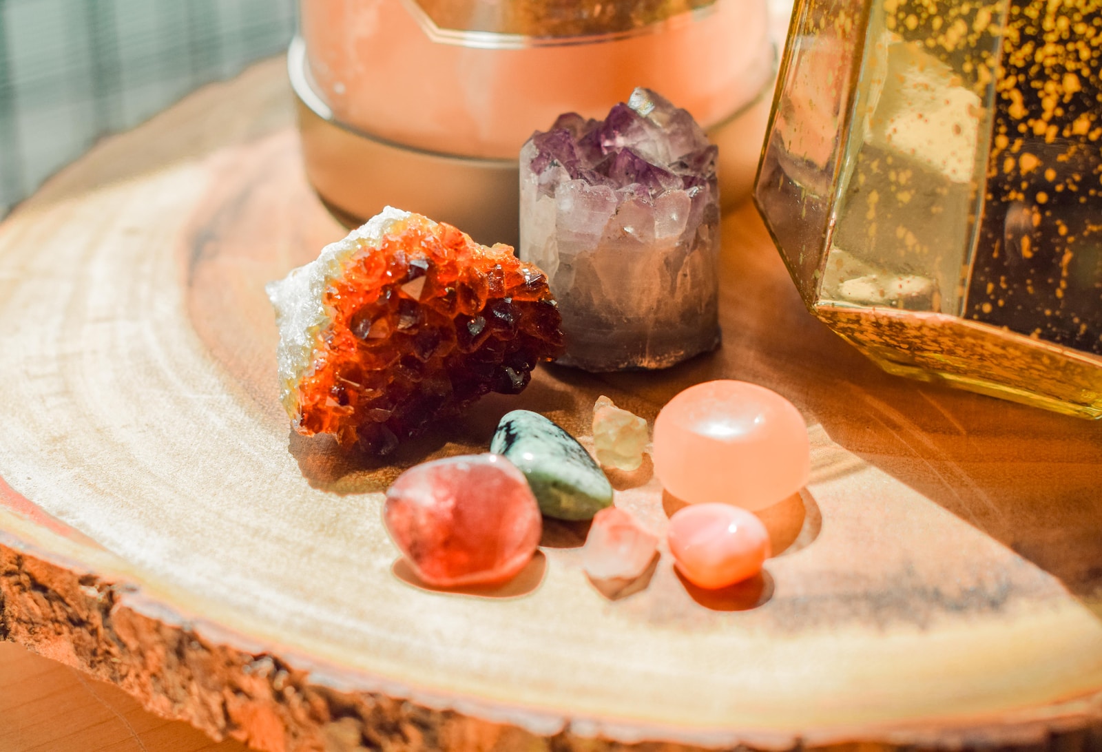 Gemstone Photography a wooden table topped with different types of rocks